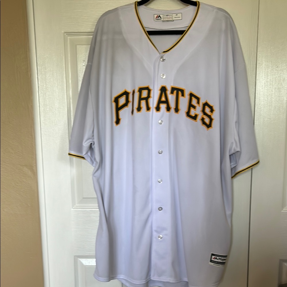 Majestic Pirates Jersey in White with Gold Accents